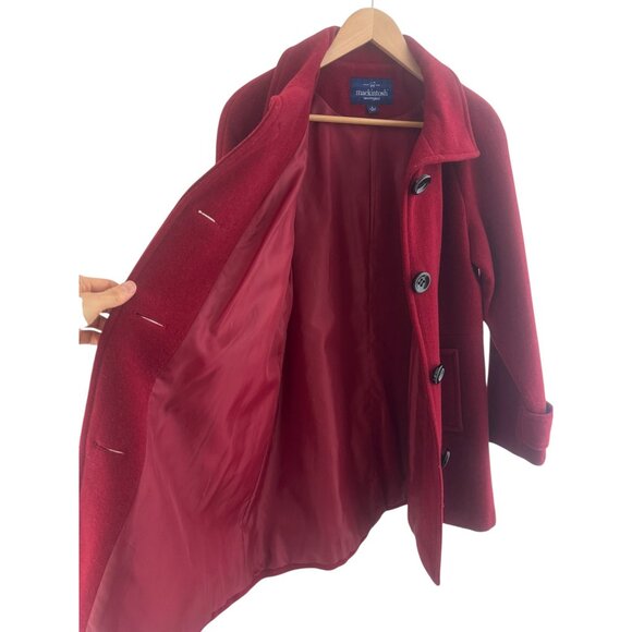 Mackintosh Red Wool-Blend Lined Coat w/Pockets Size S Peacoat Single Breasted - Picture 5 of 11